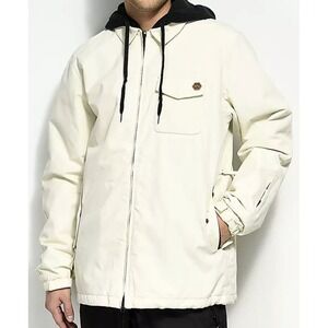 ThirtyTwo MERCHANT Mens Hooded Snowboard Jacket S Dirty White Water Repellent